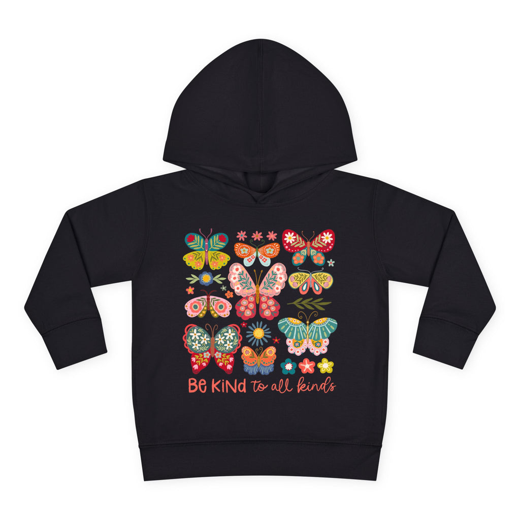 Toddler Hoodie — 'Be Kind to All Kinds' Colorful Butterfly Pullover