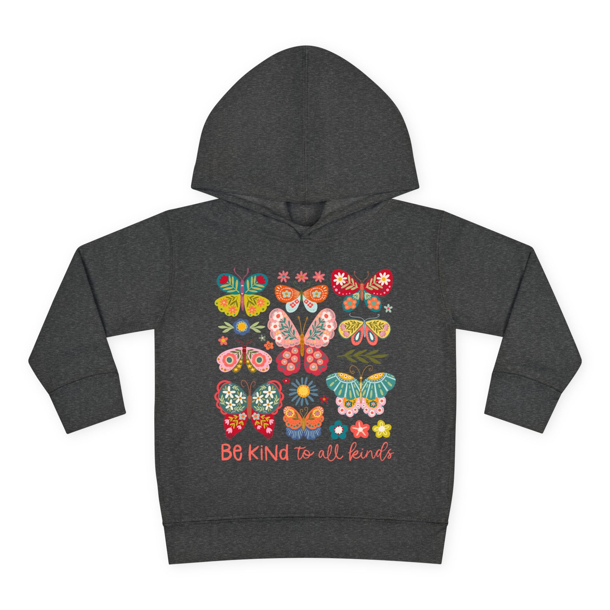 Toddler Hoodie — 'Be Kind to All Kinds' Colorful Butterfly Pullover