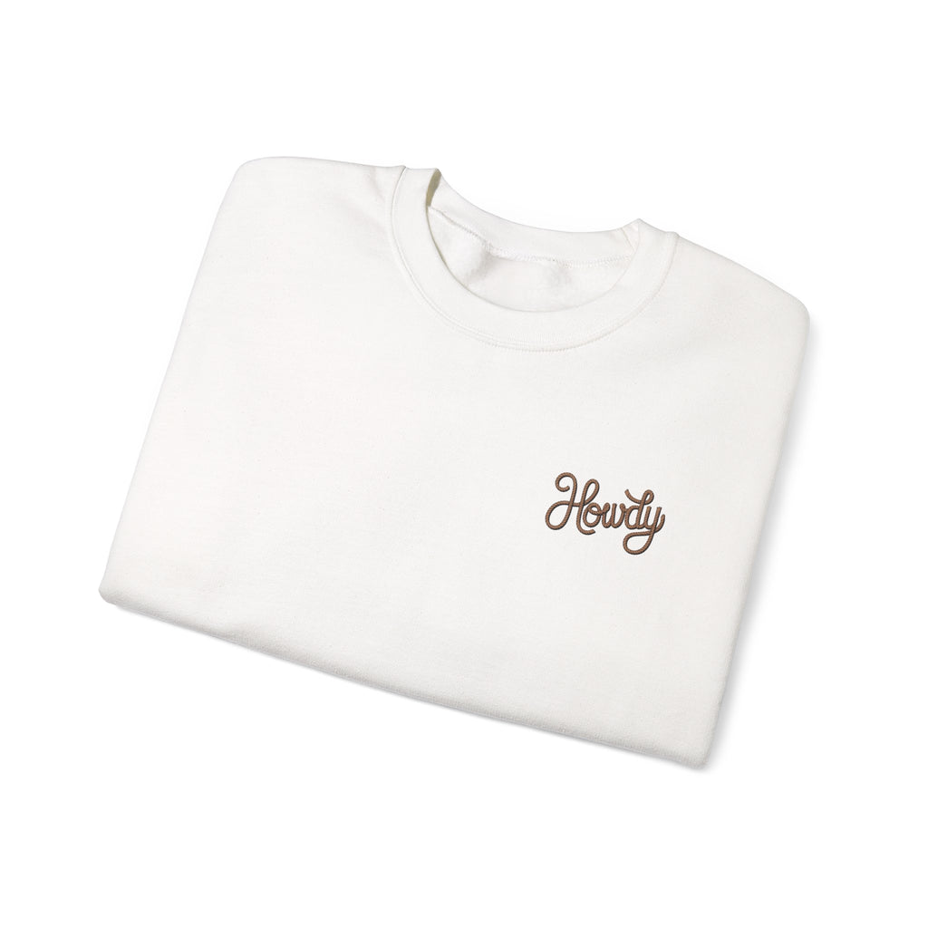 "Howdy" Cow Skull Floral Crewneck Sweatshirt