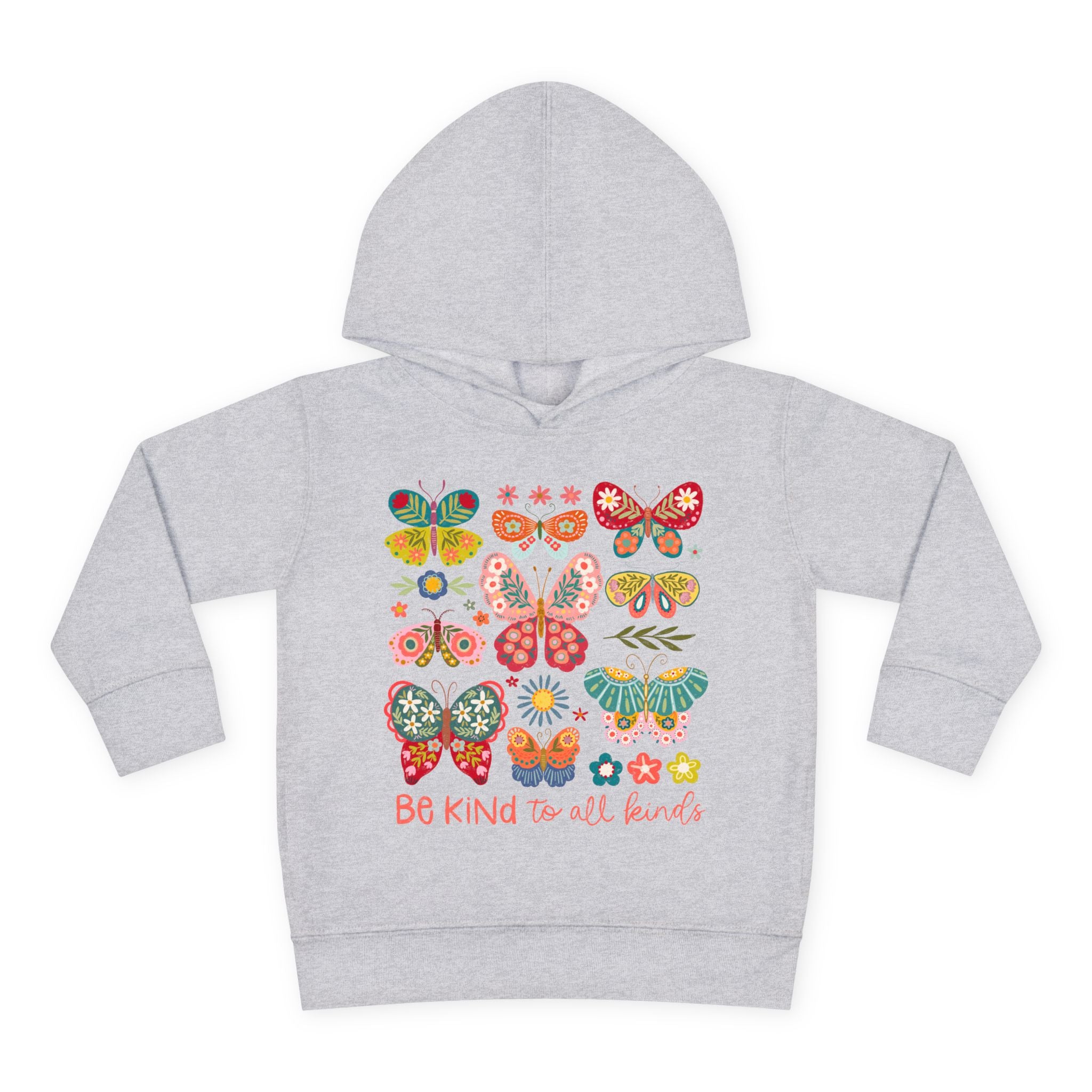 Toddler Hoodie — 'Be Kind to All Kinds' Colorful Butterfly Pullover