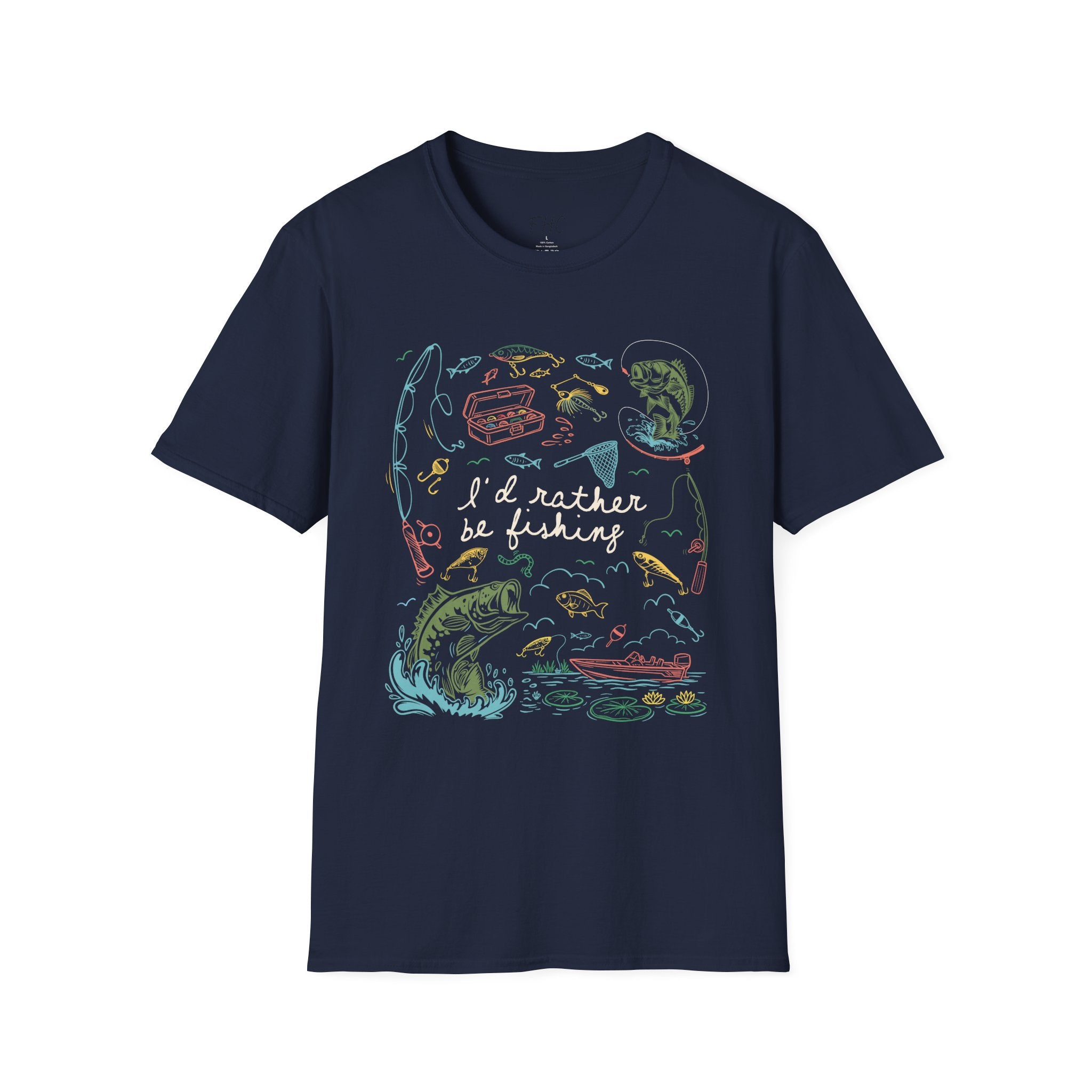 I'd Rather Be Fishing T-Shirt (white writing)