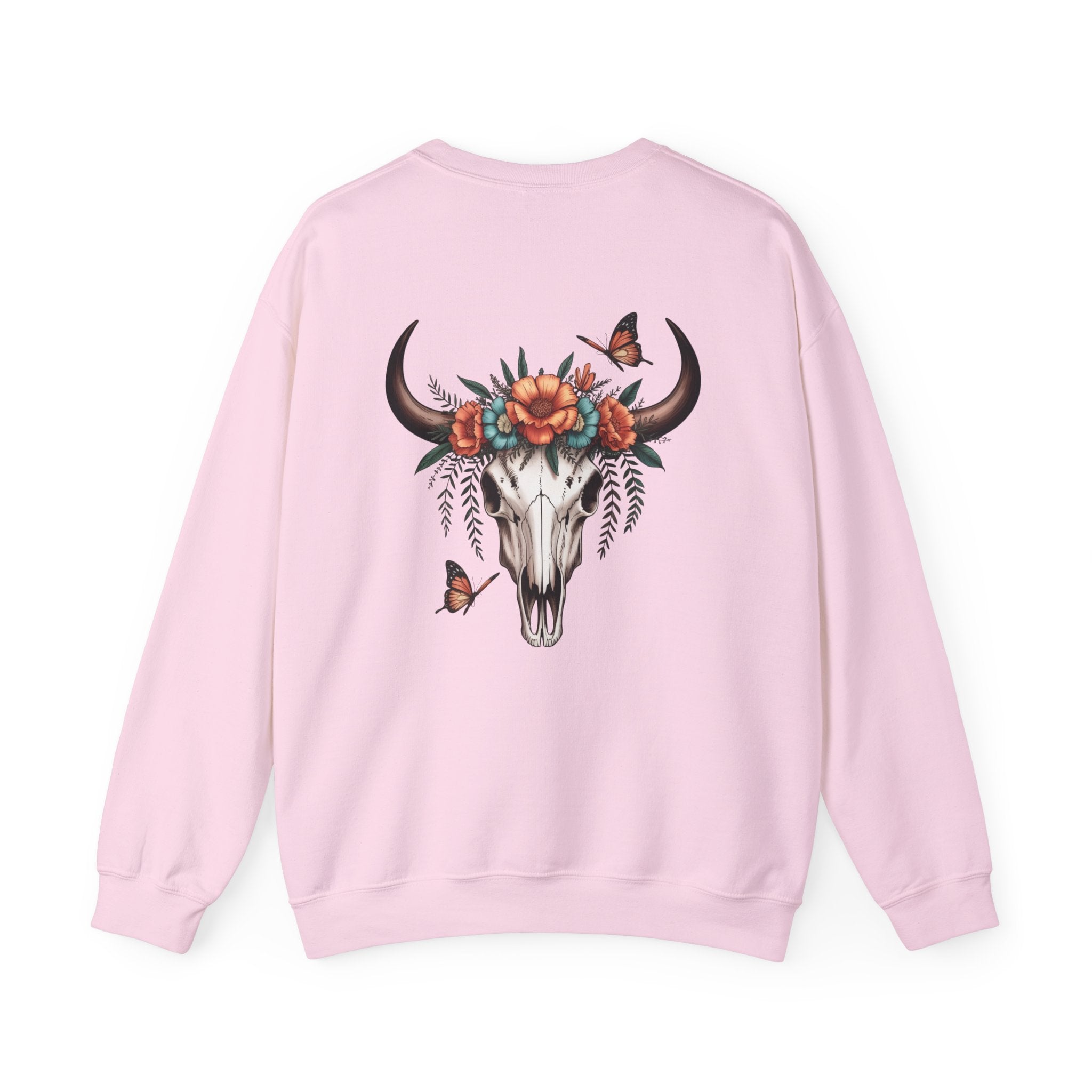 "Howdy" Cow Skull Floral Crewneck Sweatshirt