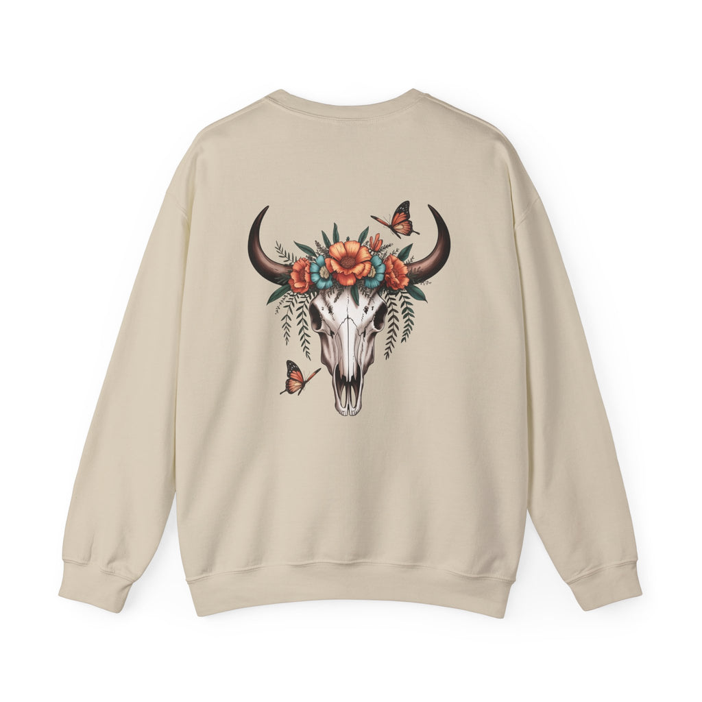 "Howdy" Cow Skull Floral Crewneck Sweatshirt