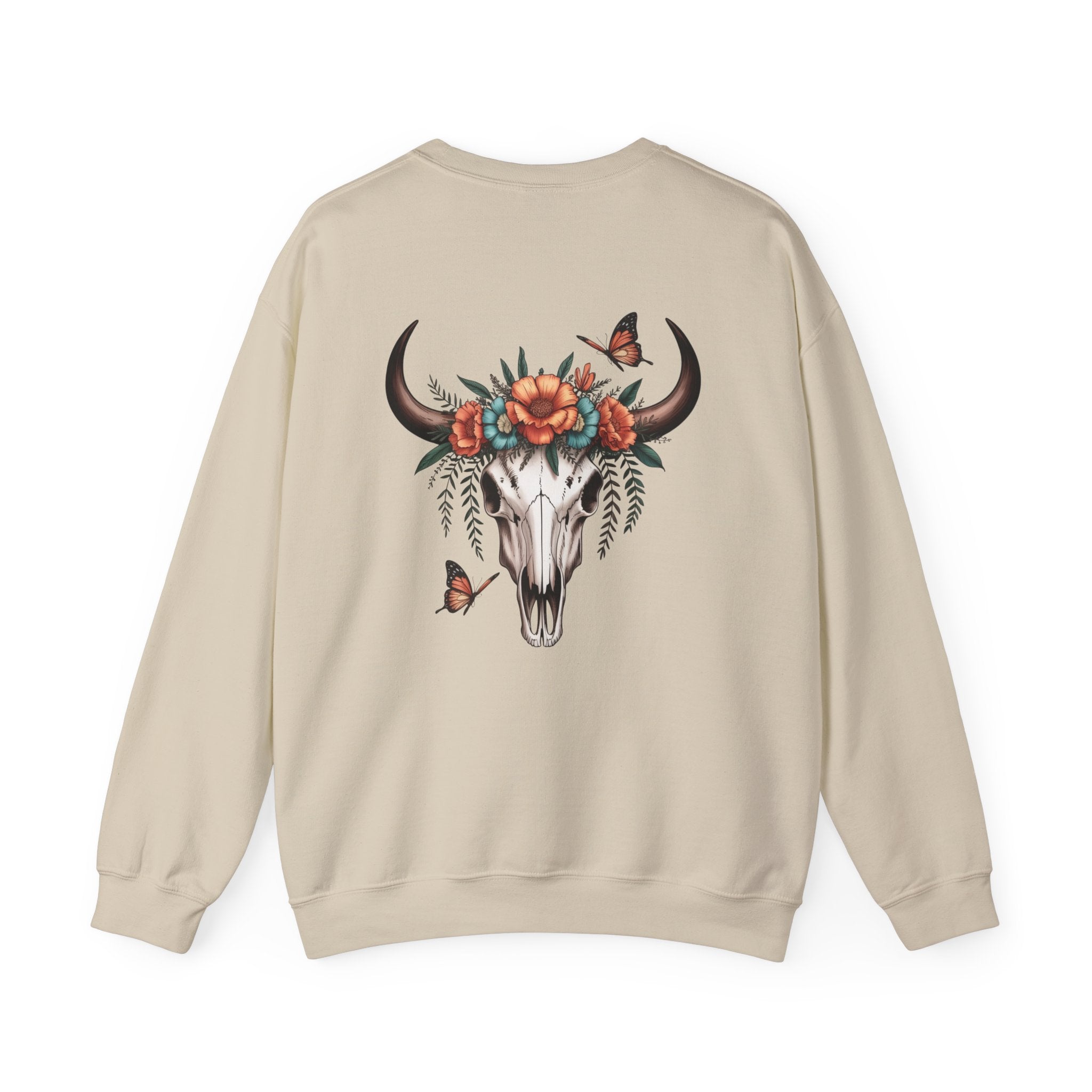 "Howdy" Cow Skull Floral Crewneck Sweatshirt