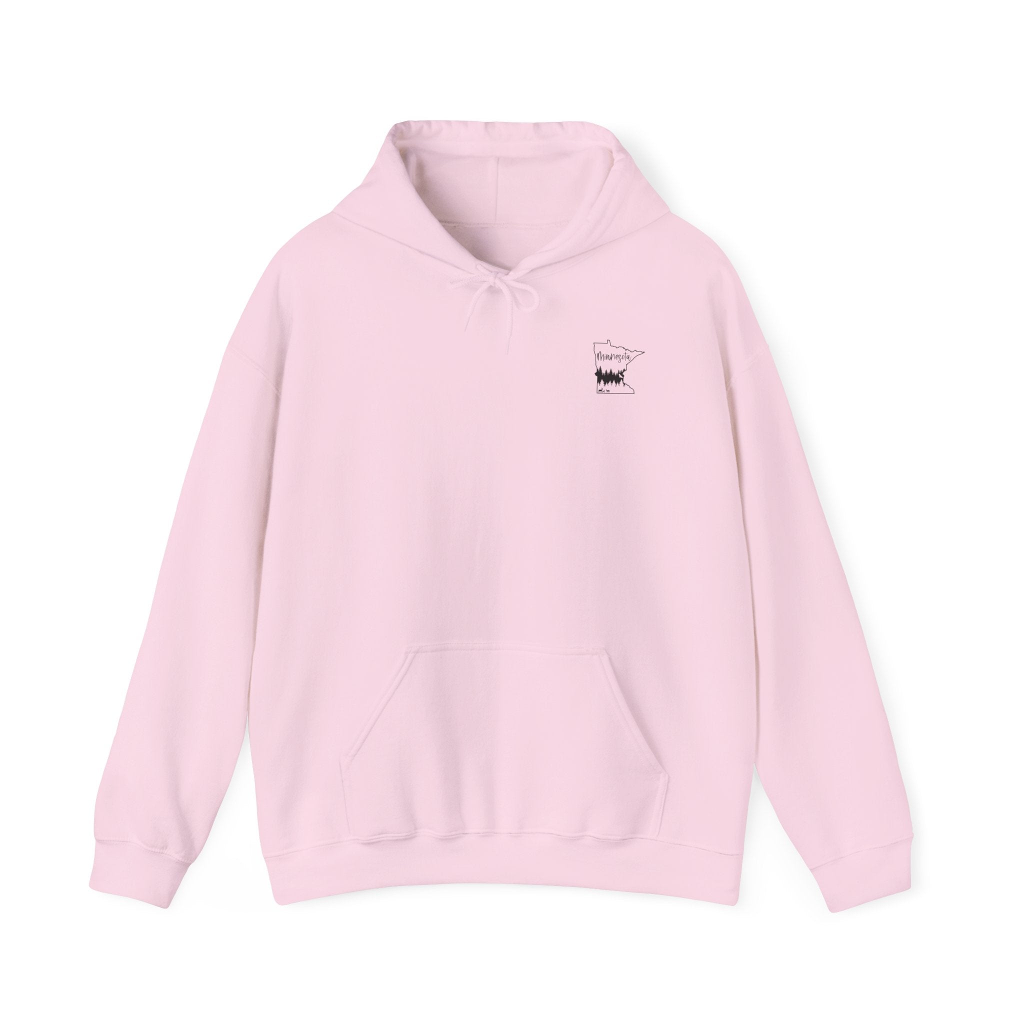 Minnesota Outline Hoodie with Forest Silhouette – Cozy State Pride Sweatshirt