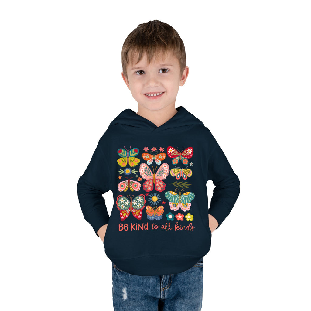 Toddler Hoodie — 'Be Kind to All Kinds' Colorful Butterfly Pullover