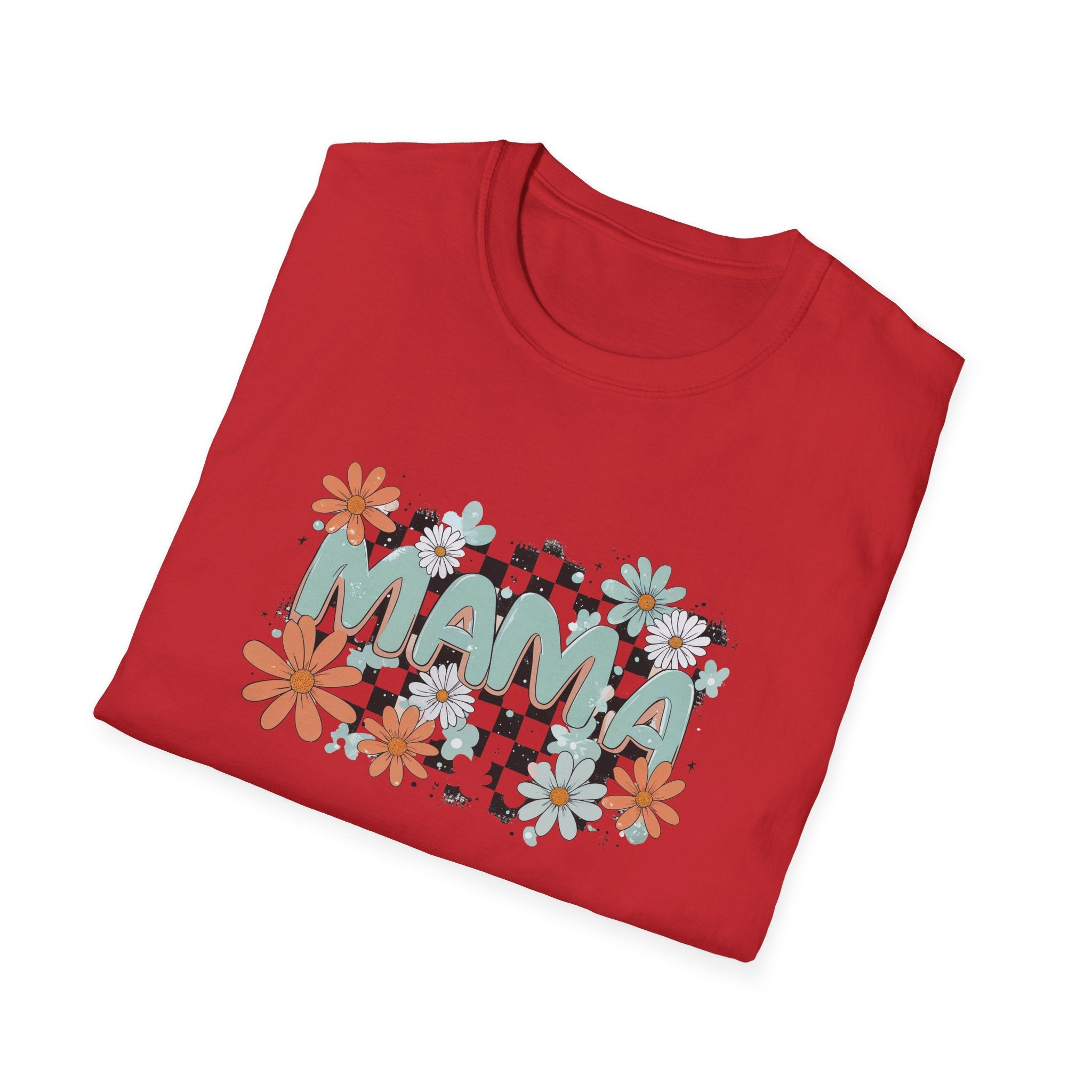 Mama Floral Checkered T-Shirt
