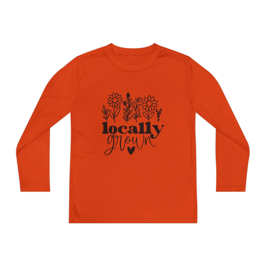 Youth Long Sleeve Tee — "Locally Grown" Floral Design