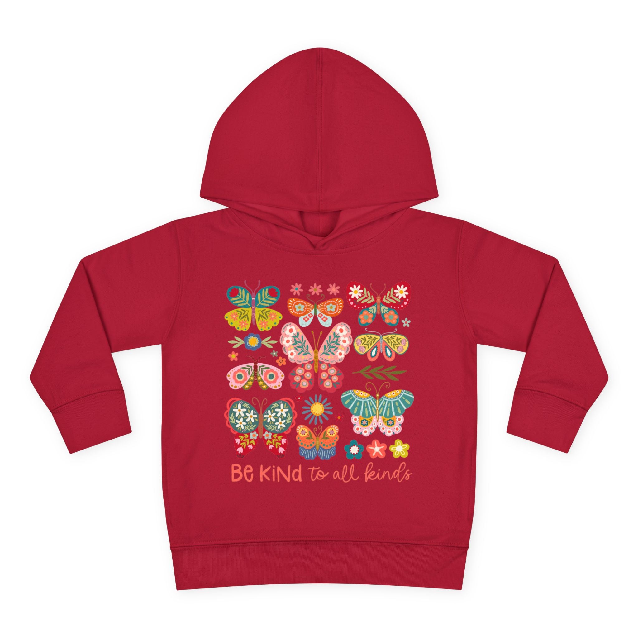 Toddler Hoodie — 'Be Kind to All Kinds' Colorful Butterfly Pullover