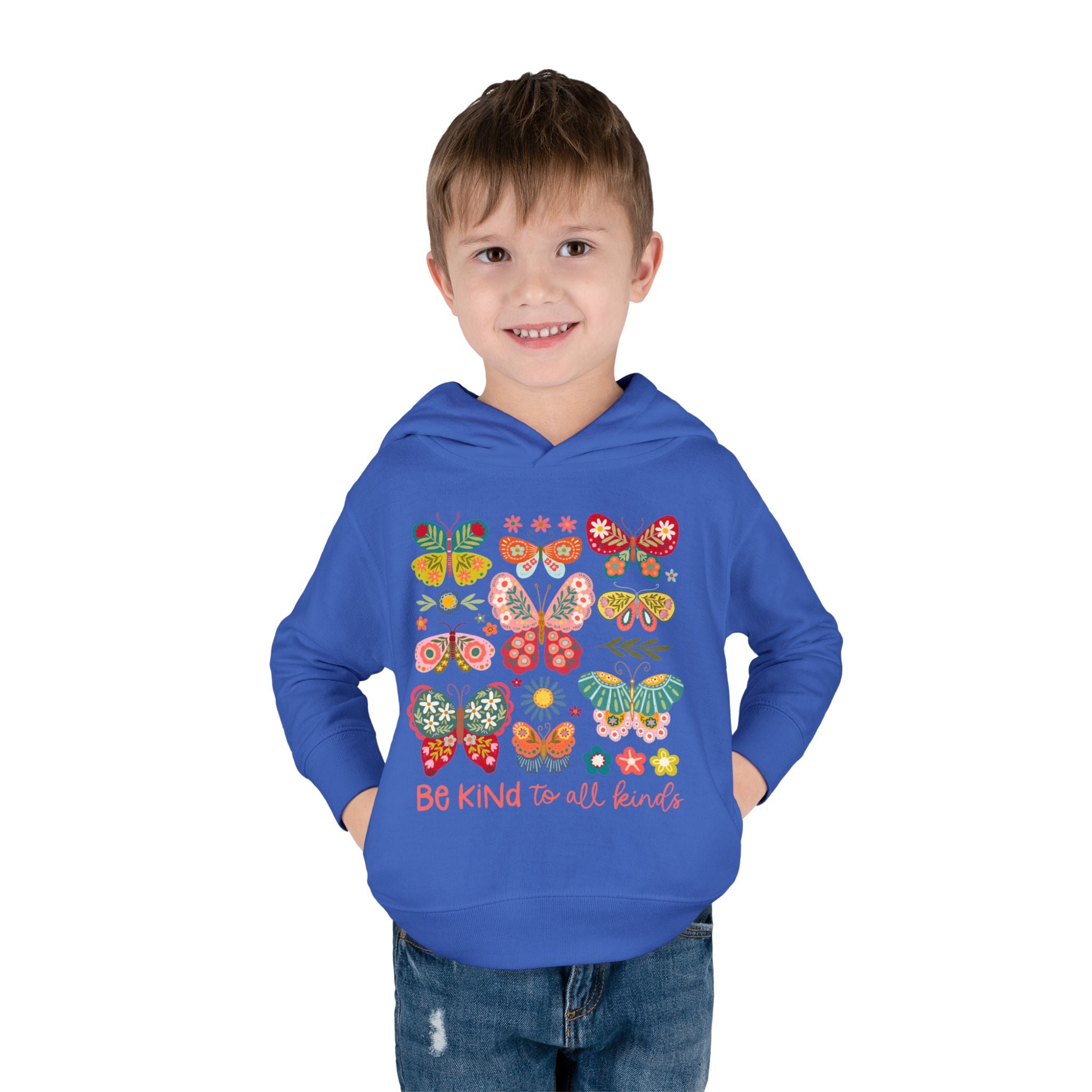 Toddler Hoodie — 'Be Kind to All Kinds' Colorful Butterfly Pullover