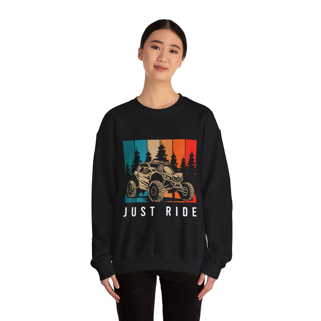 Just Ride Sweatshirt — Vintage Sunset ATV Crewneck