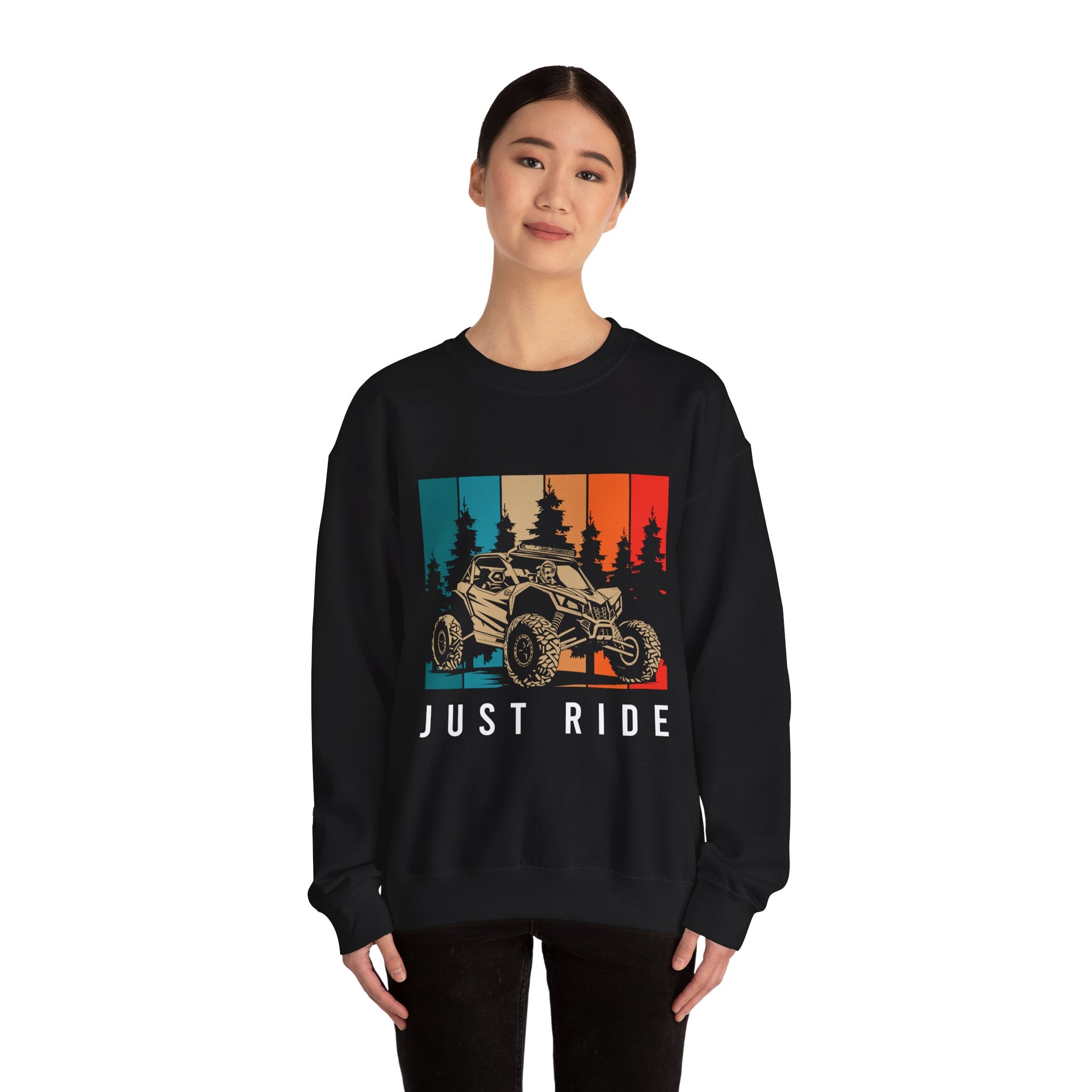Just Ride Sweatshirt — Vintage Sunset ATV Crewneck