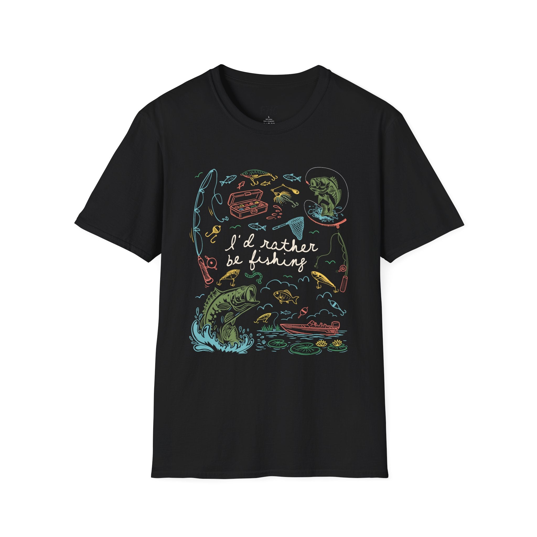 I'd Rather Be Fishing T-Shirt (white writing)