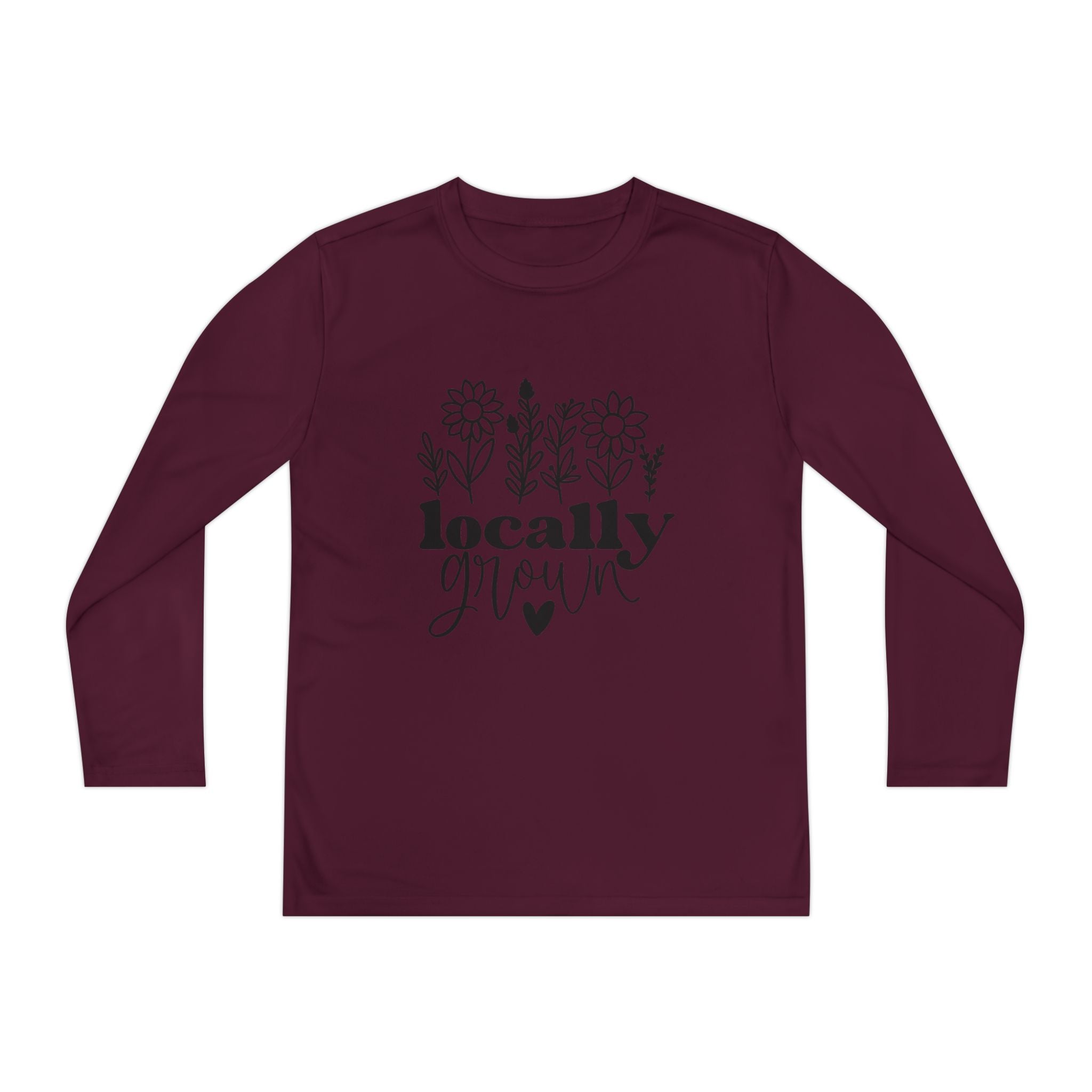 Youth Long Sleeve Tee — "Locally Grown" Floral Design