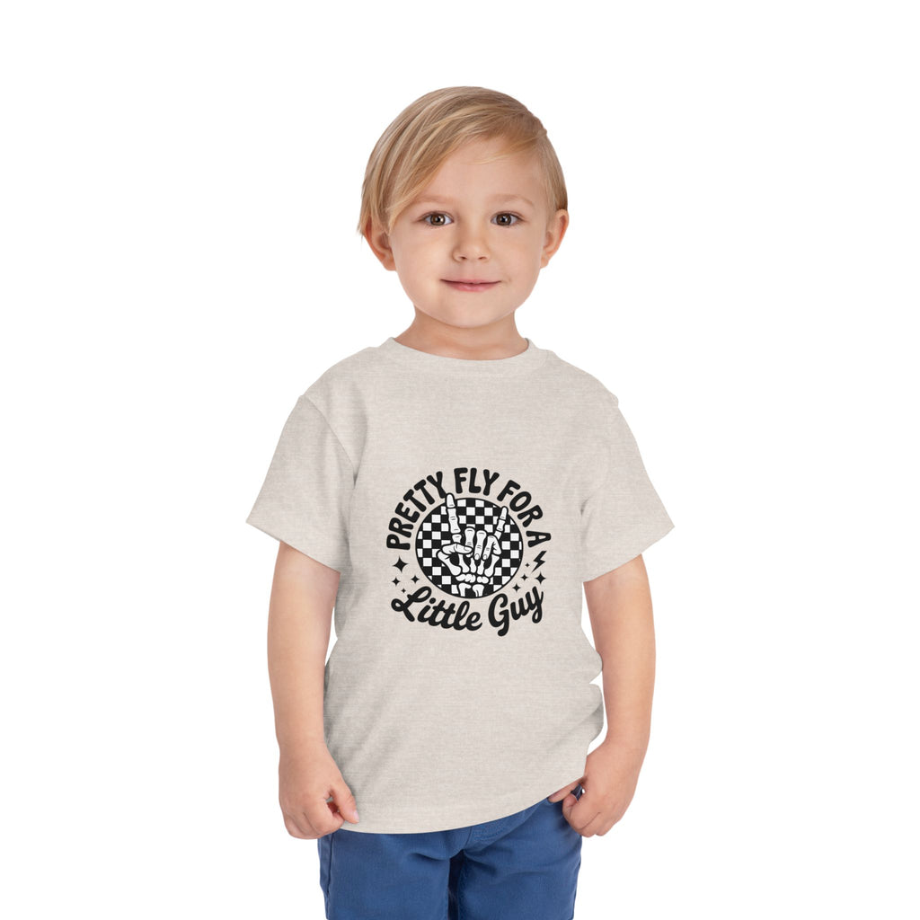Toddler Tee — "Pretty Fly for a Little Guy" Checkered Vintage Graphic