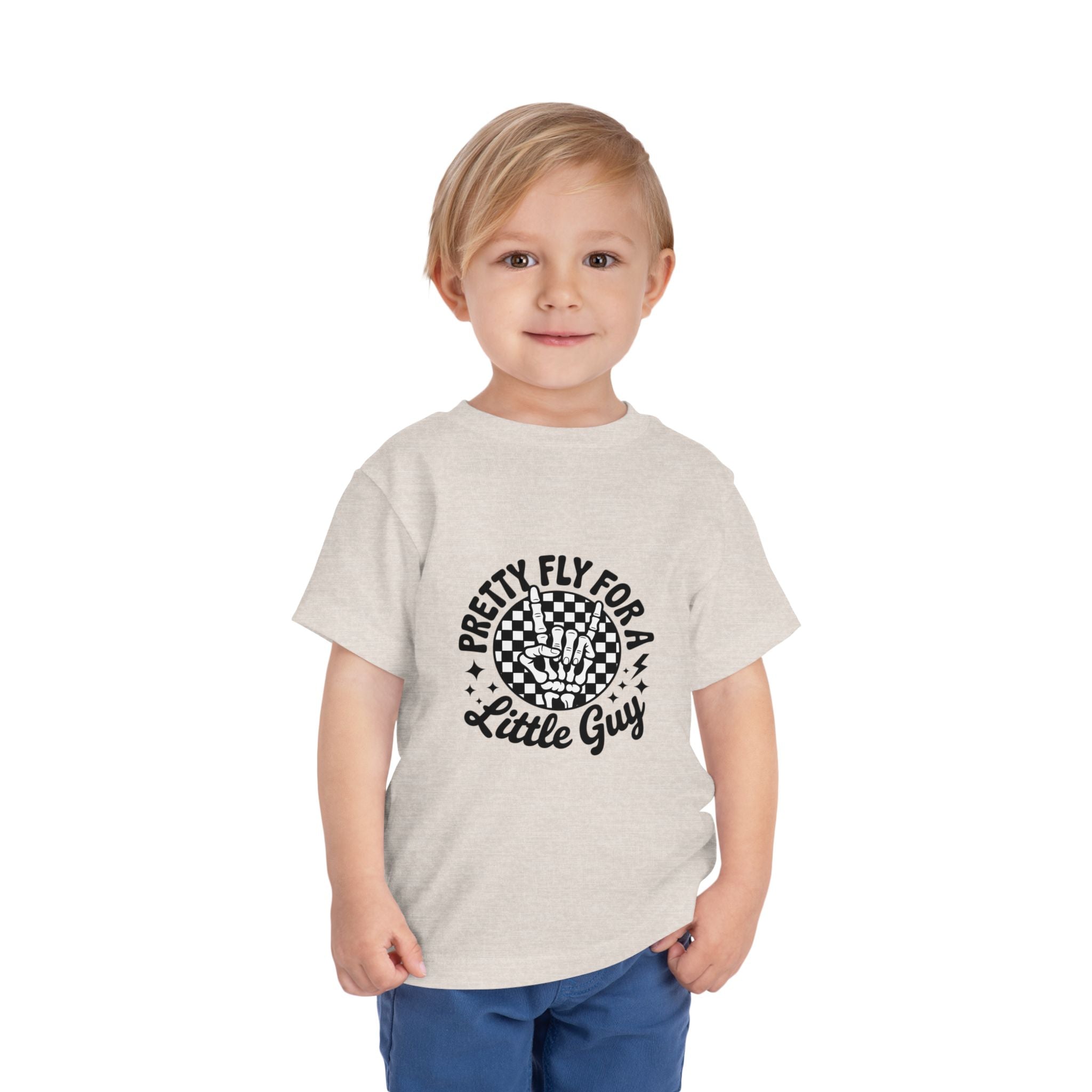 Toddler Tee — "Pretty Fly for a Little Guy" Checkered Vintage Graphic