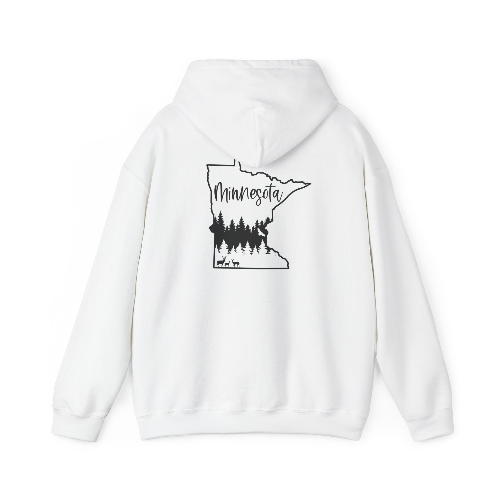 Minnesota Outline Hoodie with Forest Silhouette – Cozy State Pride Sweatshirt