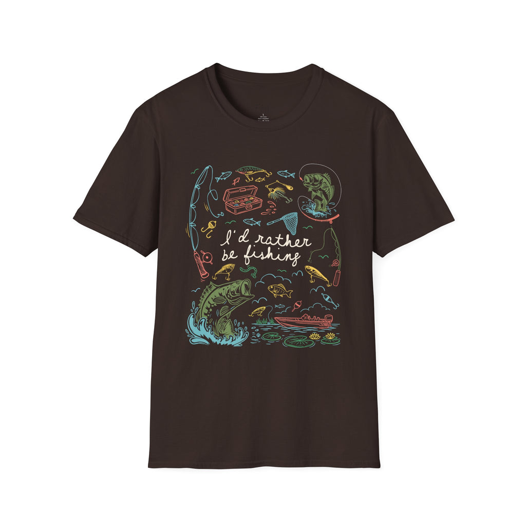 I'd Rather Be Fishing T-Shirt (white writing)
