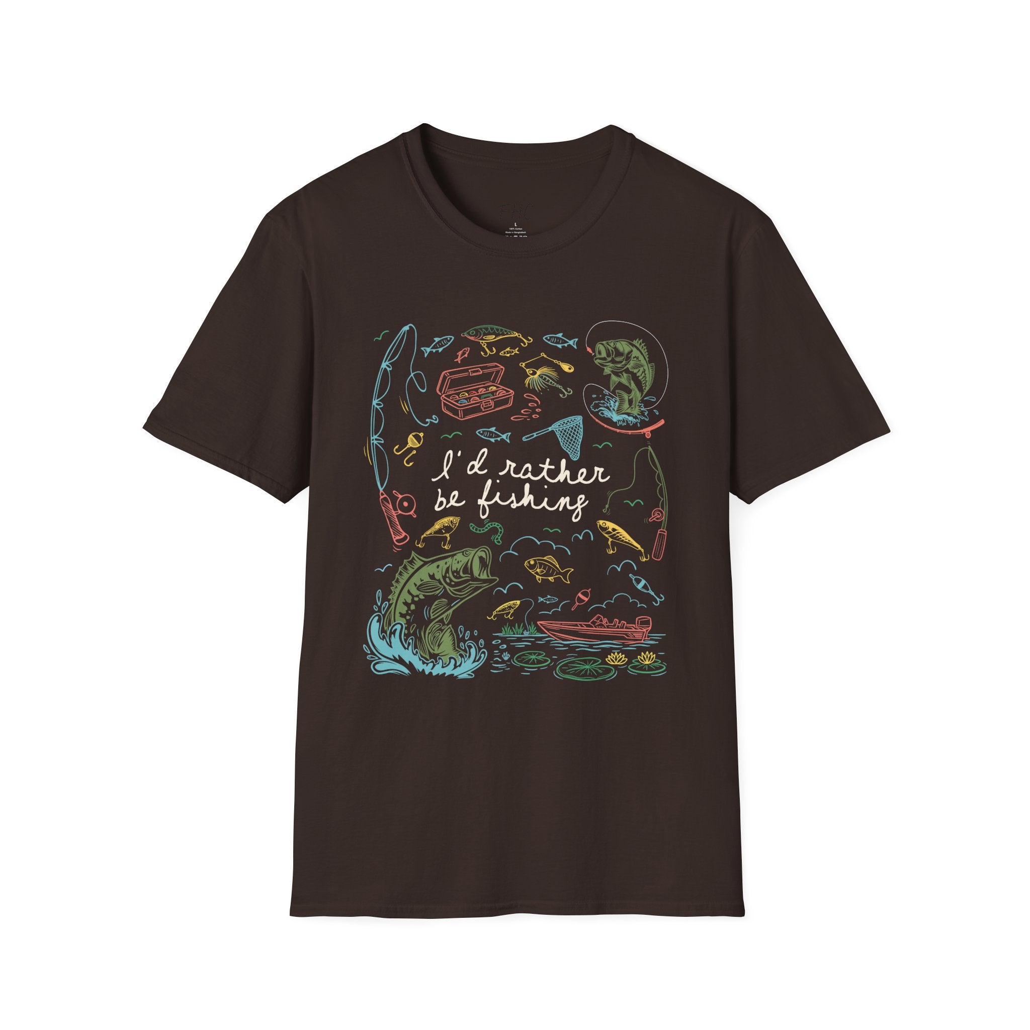 I'd Rather Be Fishing T-Shirt (white writing)
