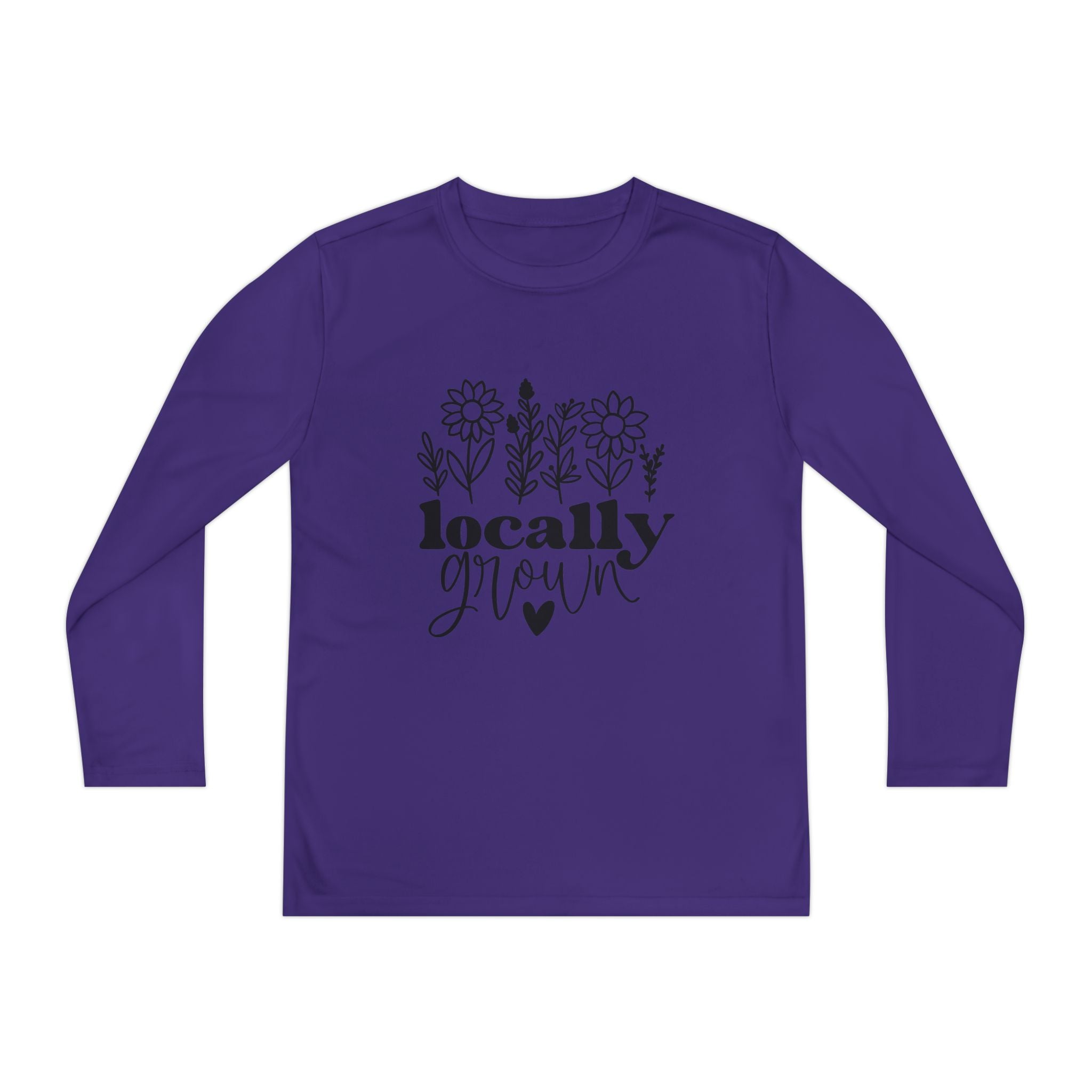 Youth Long Sleeve Tee — "Locally Grown" Floral Design