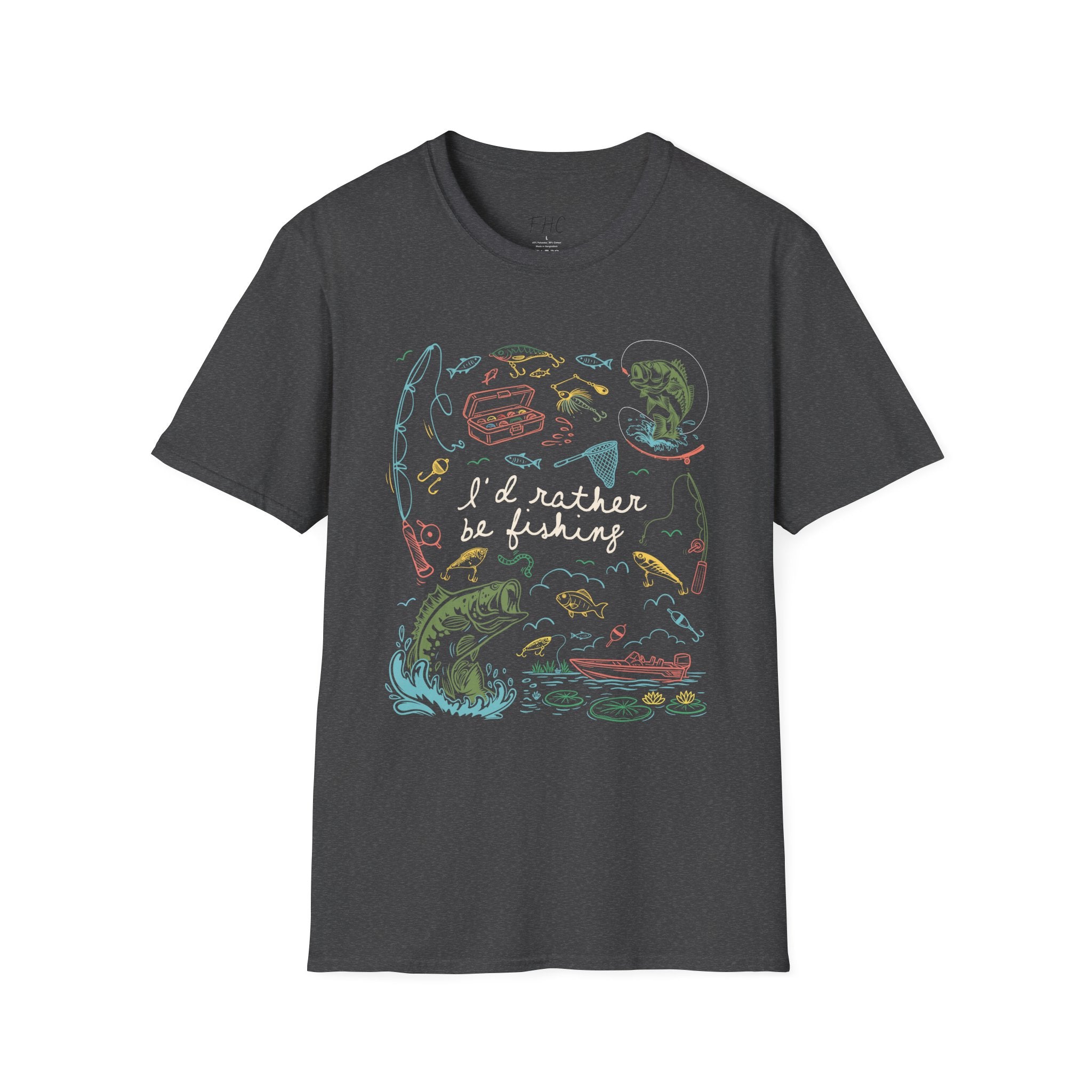 I'd Rather Be Fishing T-Shirt (white writing)