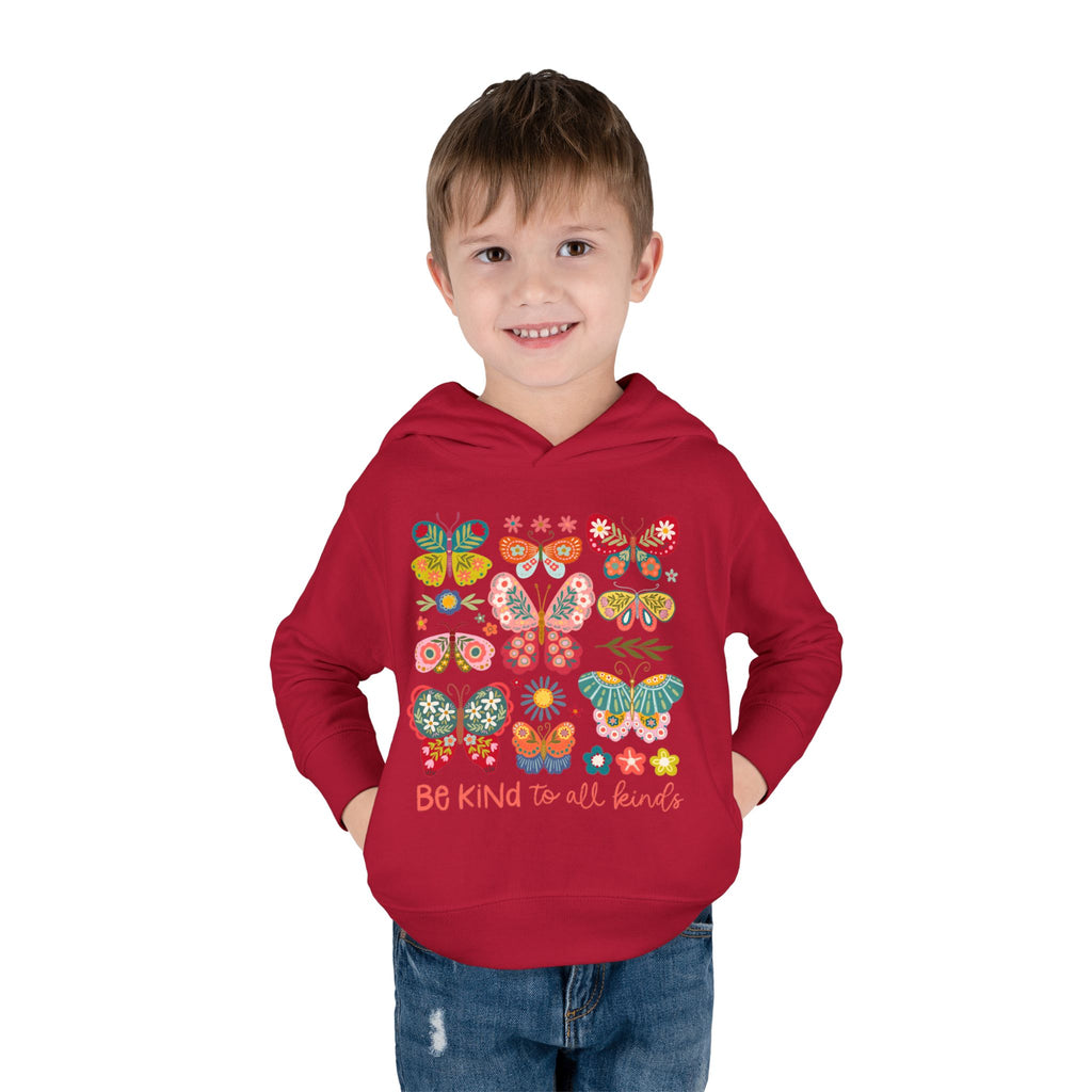 Toddler Hoodie — 'Be Kind to All Kinds' Colorful Butterfly Pullover