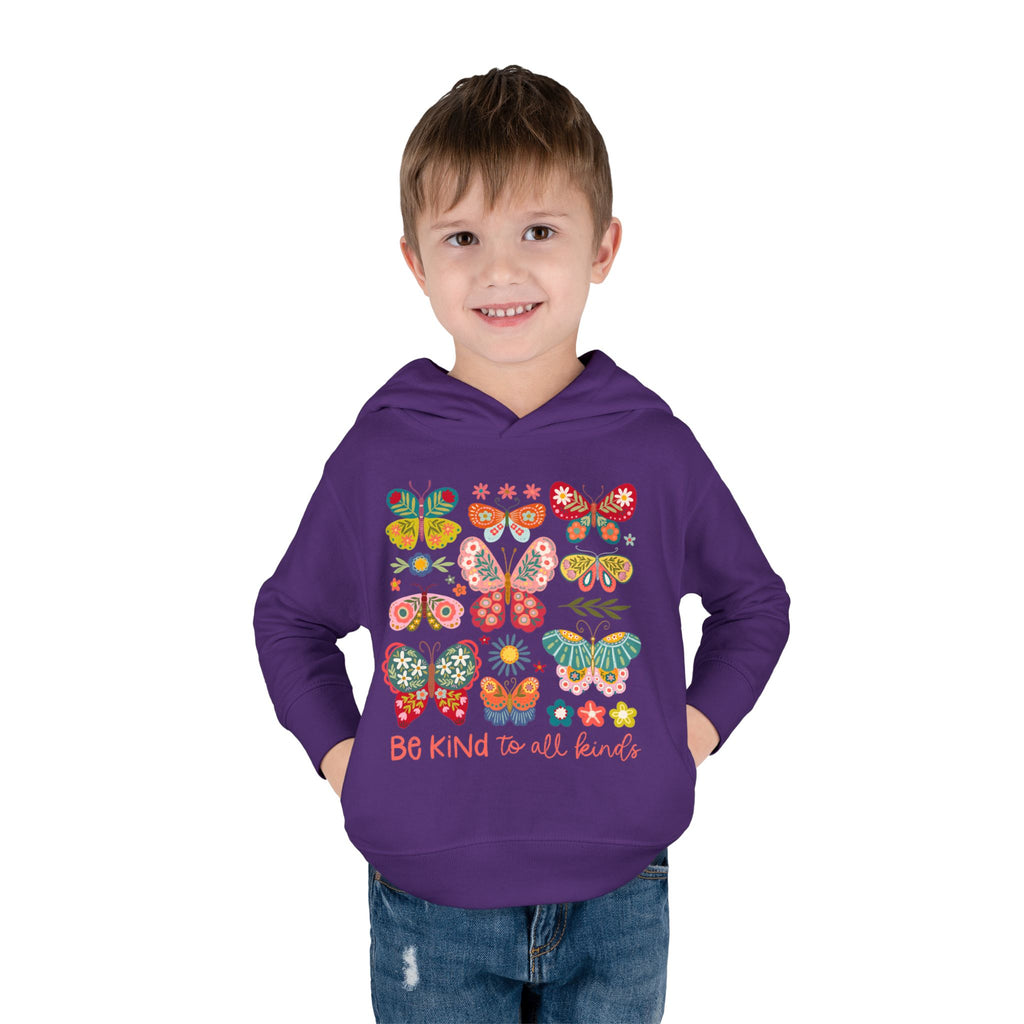 Toddler Hoodie — 'Be Kind to All Kinds' Colorful Butterfly Pullover