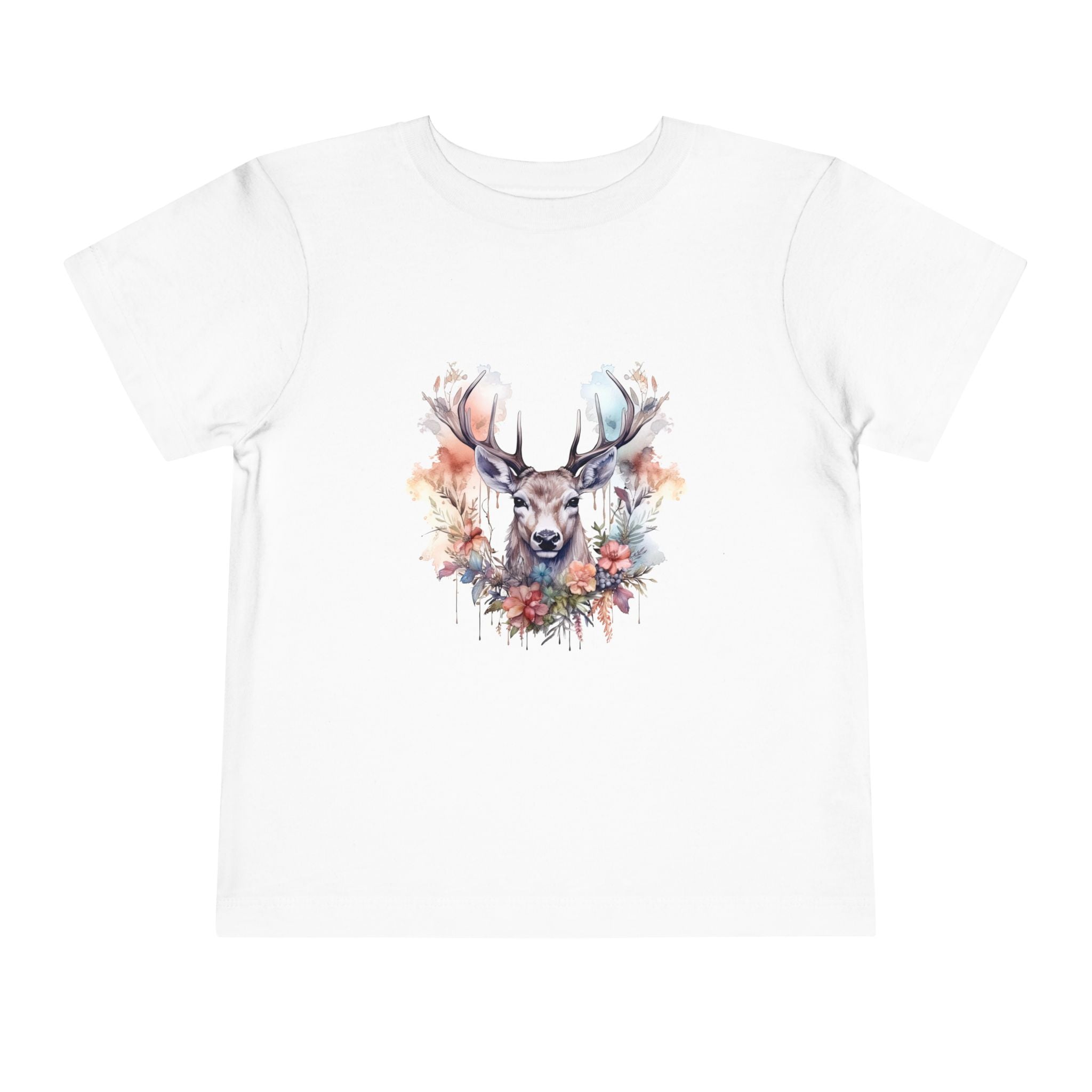 Watercolor Deer Head Floral- Toddler Tee