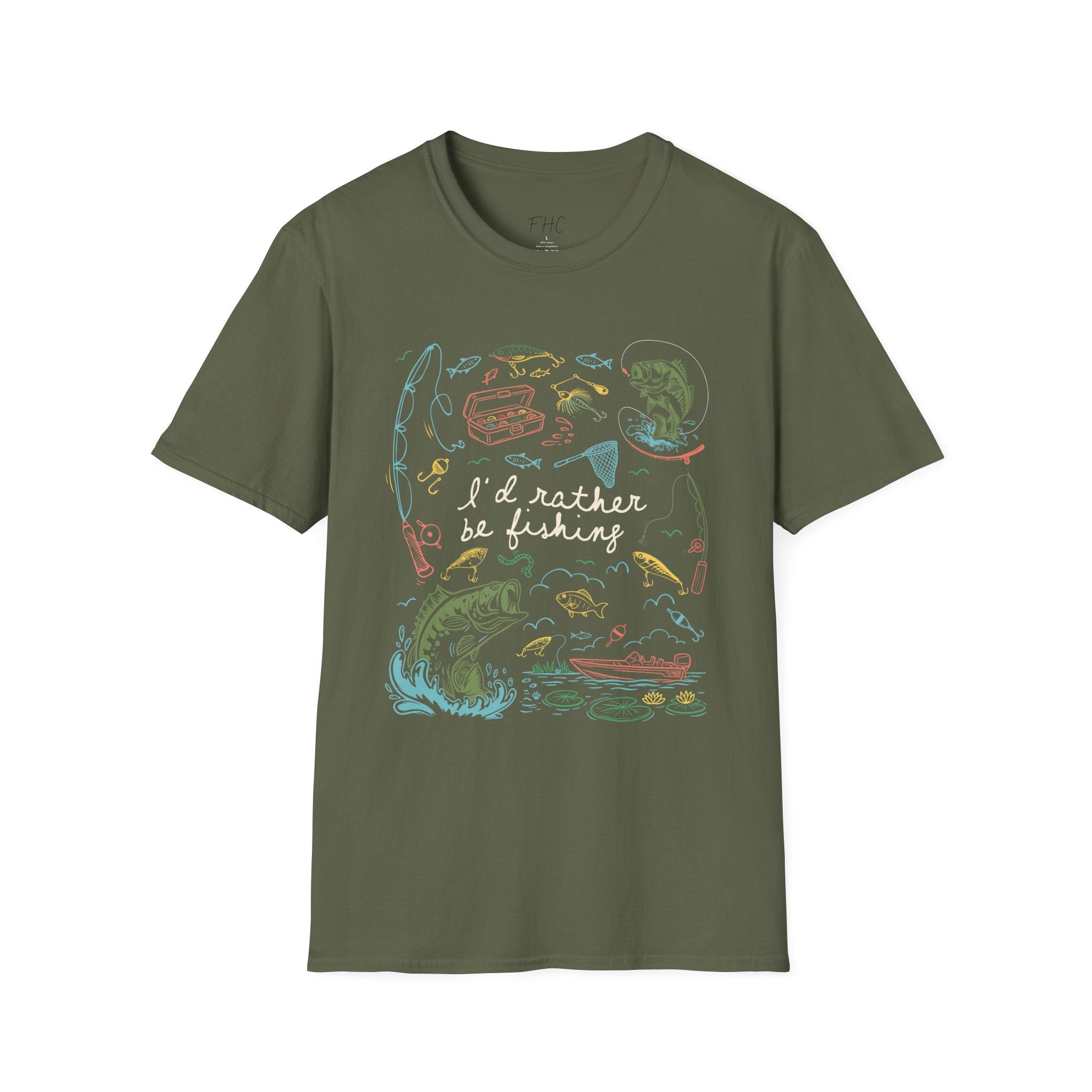 I'd Rather Be Fishing T-Shirt (white writing)
