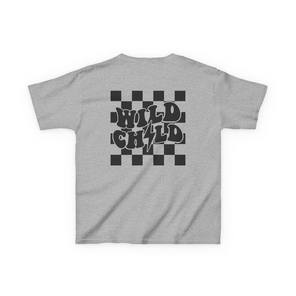 Kids Tee — 'Wild Child' Checkerboard Graphic