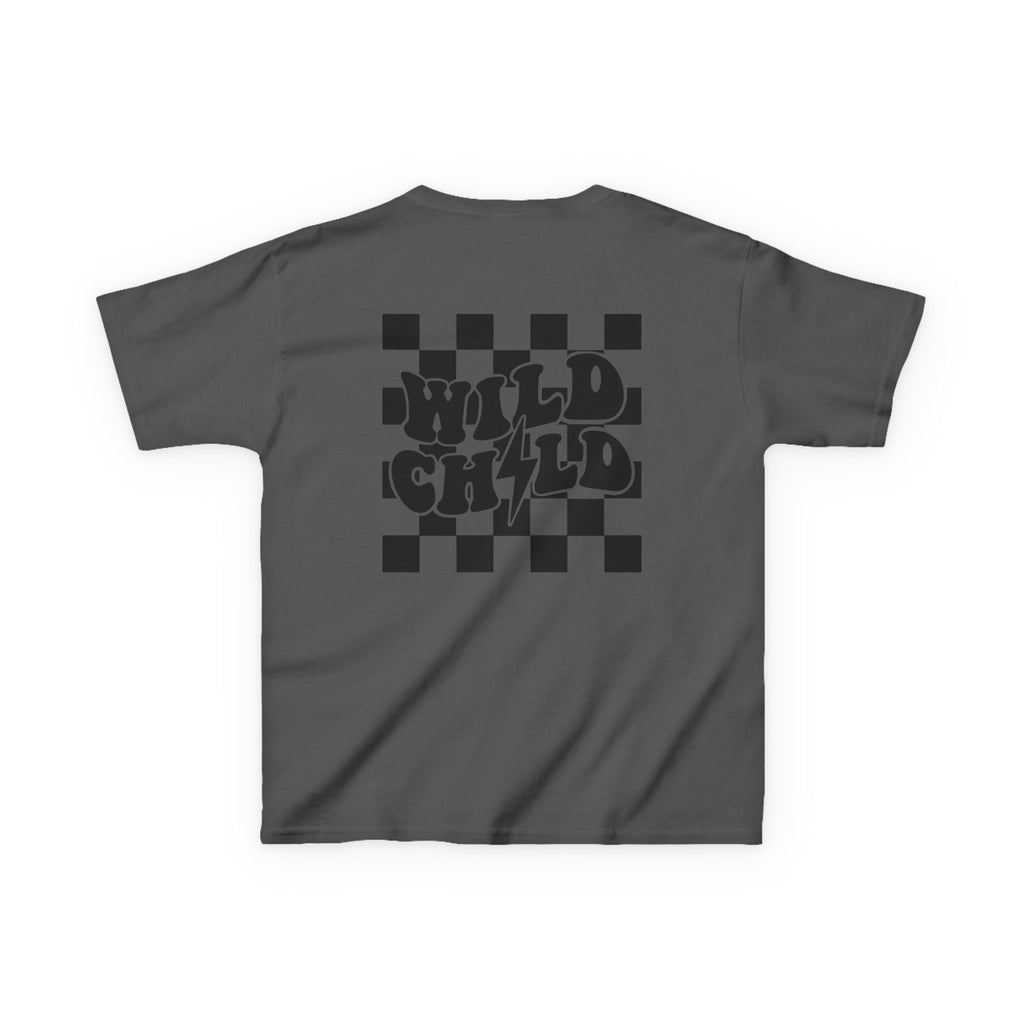 Kids Tee — 'Wild Child' Checkerboard Graphic