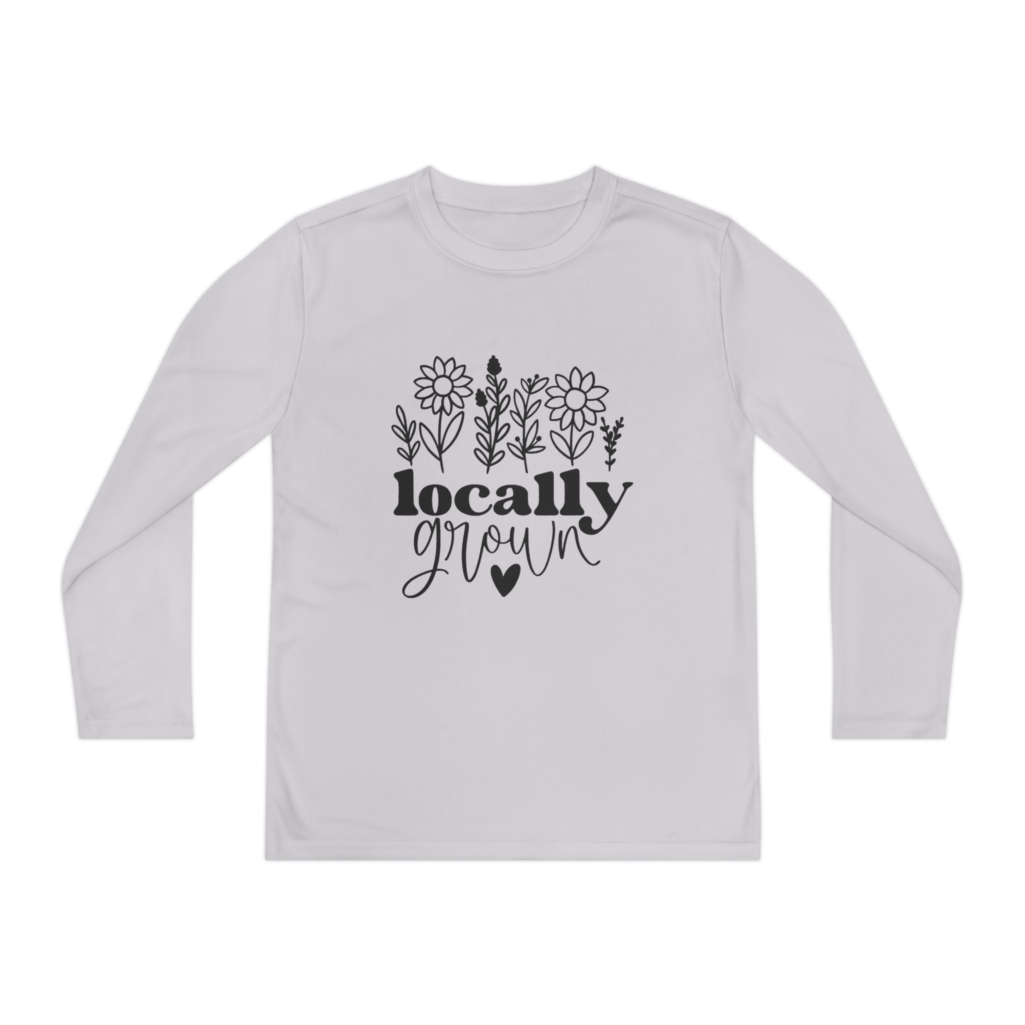 Youth Long Sleeve Tee — "Locally Grown" Floral Design