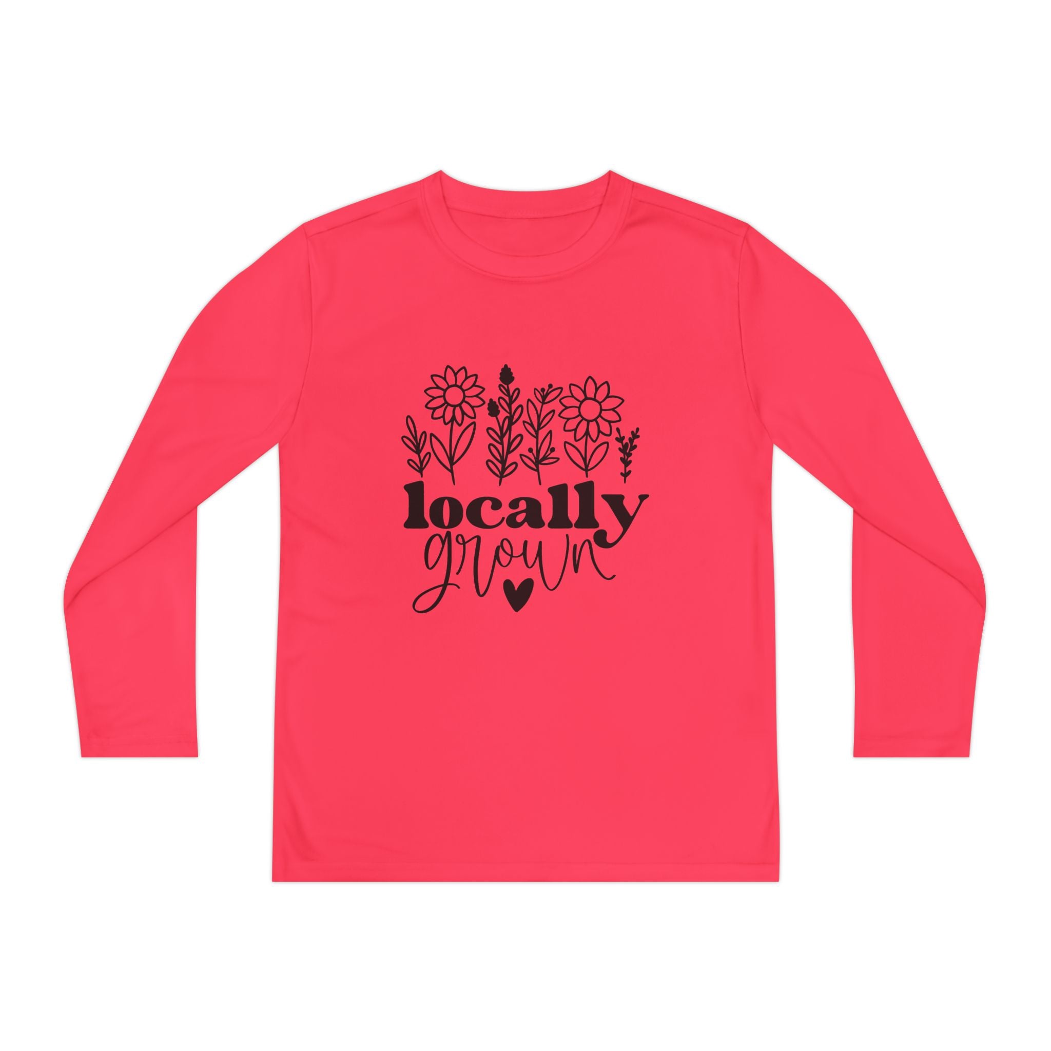 Youth Long Sleeve Tee — "Locally Grown" Floral Design