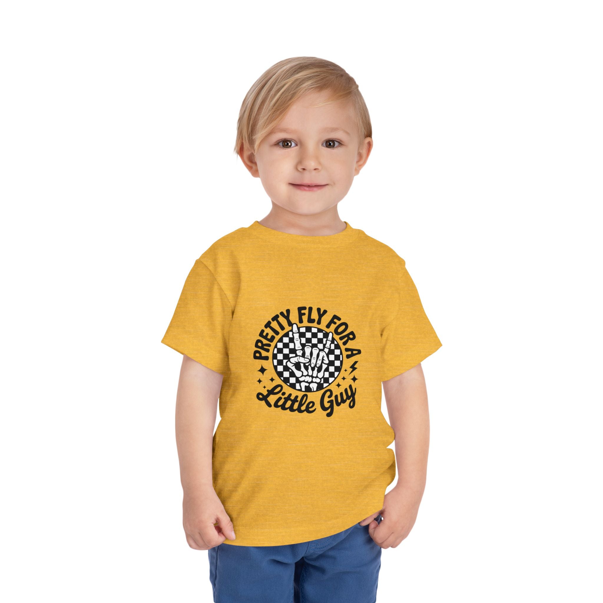 Toddler Tee — "Pretty Fly for a Little Guy" Checkered Vintage Graphic