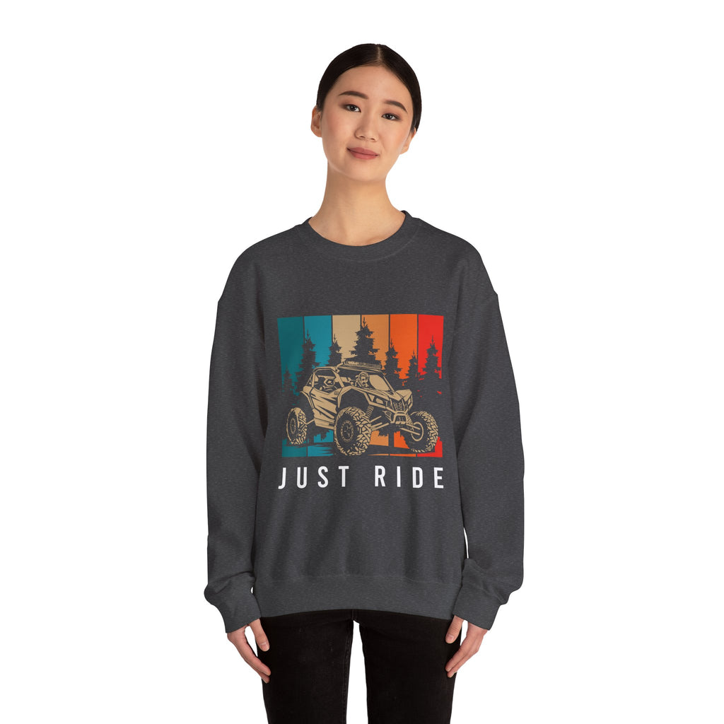 Just Ride Sweatshirt — Vintage Sunset ATV Crewneck