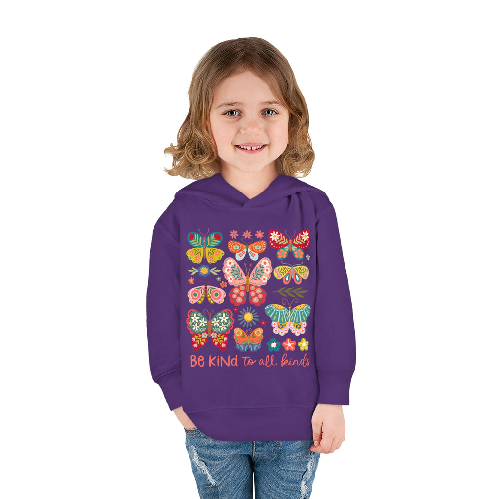 Toddler Hoodie — 'Be Kind to All Kinds' Colorful Butterfly Pullover