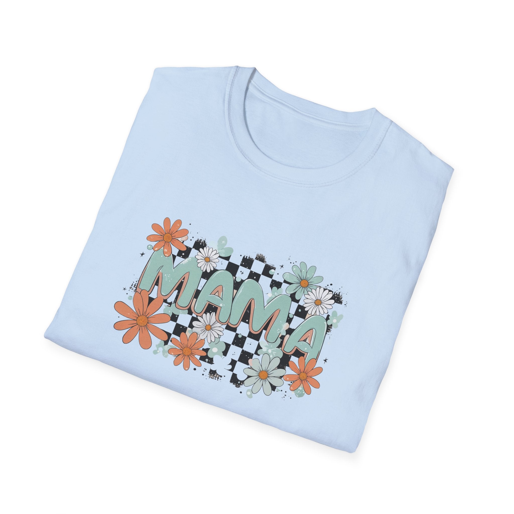 Mama Floral Checkered T-Shirt