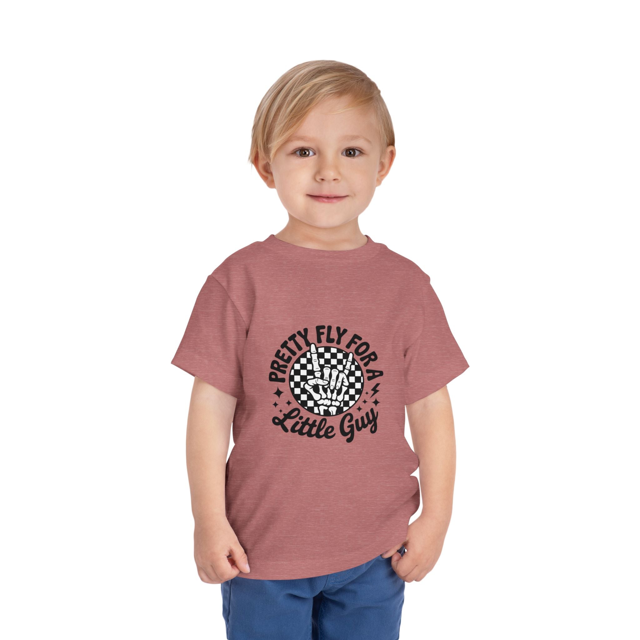 Toddler Tee — "Pretty Fly for a Little Guy" Checkered Vintage Graphic